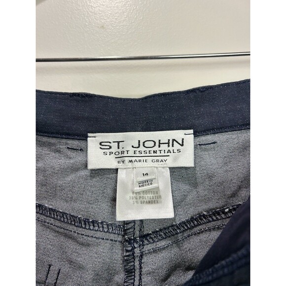 St. John Sport By Marie Gray Dark Wash Jeans Stretch Gold Accents Size 14 - Picture 5 of 9
